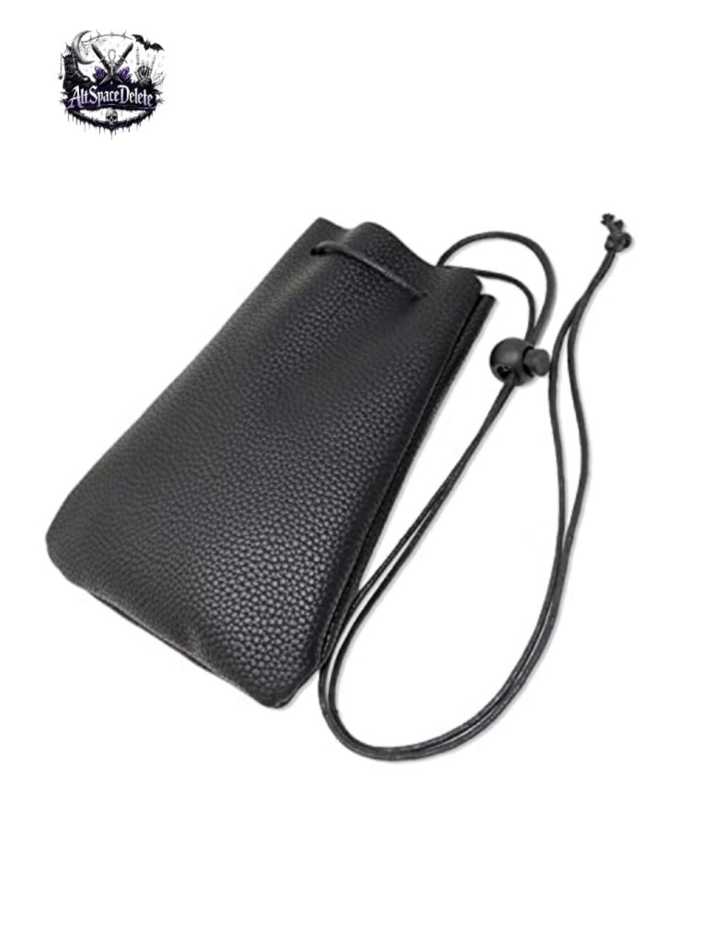Litchi Stria Soft PU Leather Drawstring Shoulder Bag Neck Pouch Coin Wallet